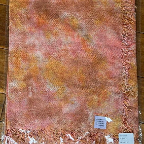 New Auth Chan Luu Watercolor Cashmere Silk Scarf- Pale Gold Color - Picture 7 of 7